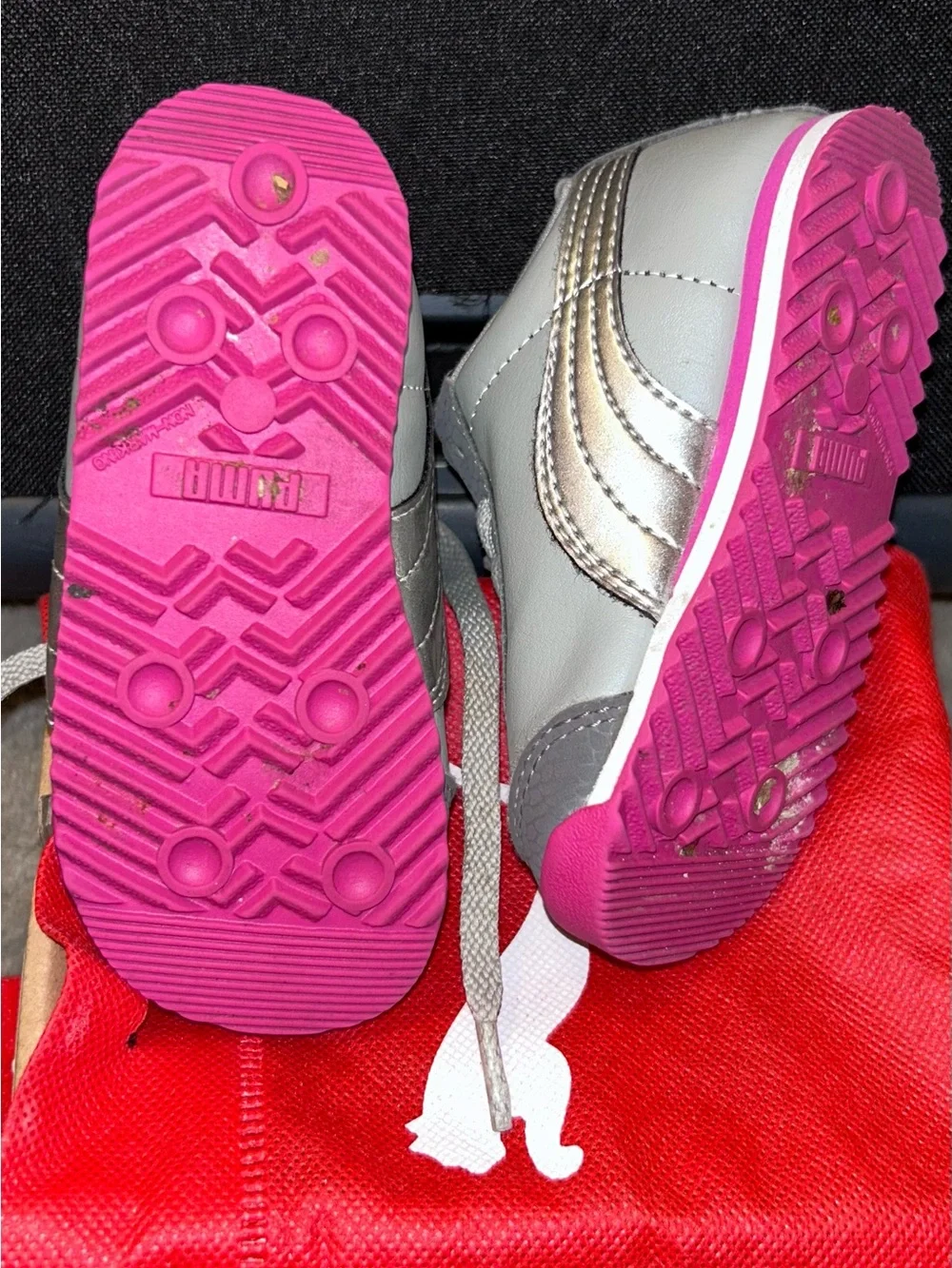 Puma Kids Gray and Pink Low-Top Sneakers